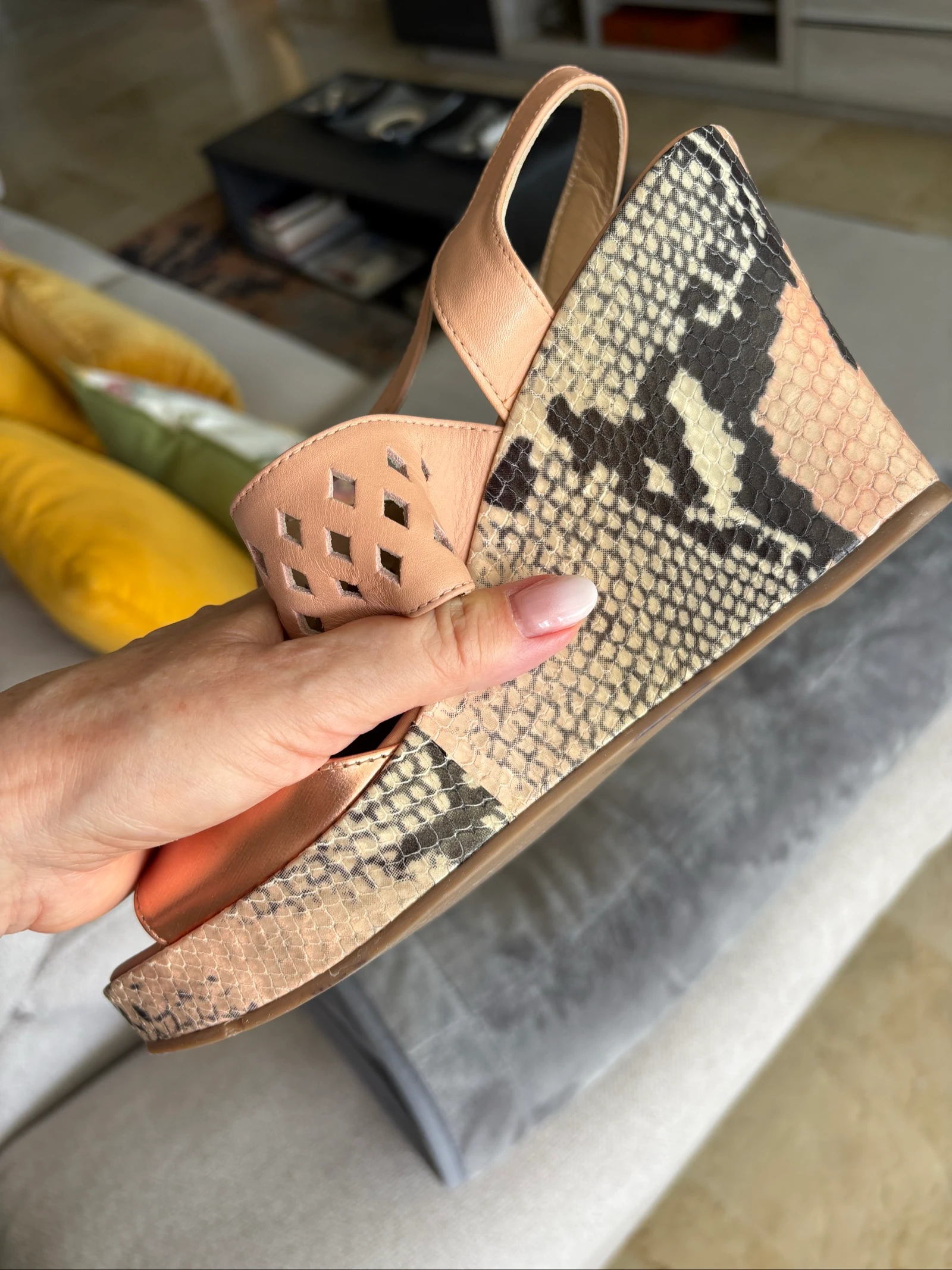 Sandales compensées Caroline Biss cuir rose 41 – photo 7
